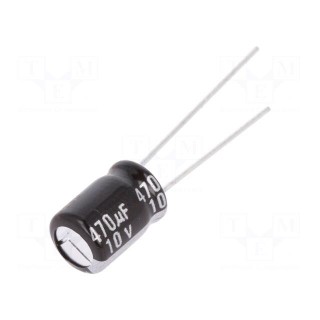 Capacitor: electrolytic | THT | 470uF | 10VDC | Ø8x11mm | Pitch: 3.5mm