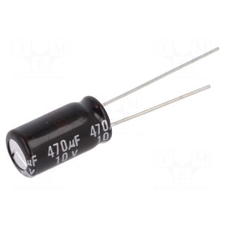 Capacitor: electrolytic | THT | 470uF | 10VDC | Ø8x15mm | Pitch: 3.5mm