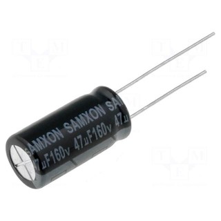 Capacitor: electrolytic | THT | 47uF | 160VDC | Ø10x20mm | Pitch: 5mm