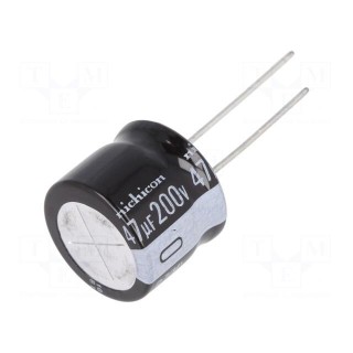 Capacitor: electrolytic | THT | 47uF | 200VDC | Ø18x15mm | Pitch: 7.5mm