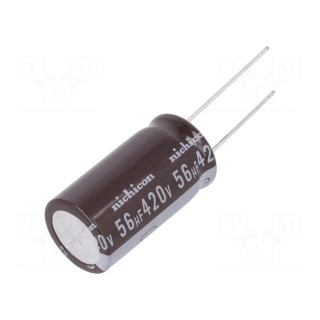 Capacitor: electrolytic | THT | 56uF | 420VDC | Ø16x31.5mm | ±20% | 5000h