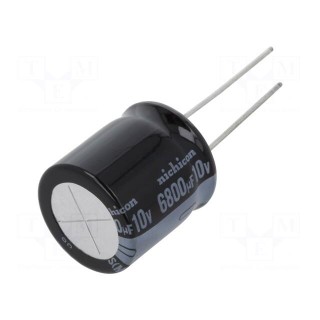 Capacitor: electrolytic | THT | 6800uF | 10VDC | Ø18x20mm | Pitch: 7.5mm