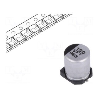 Capacitor: electrolytic | low ESR | SMD | 150uF | 35VDC | Ø6.3x7.7mm