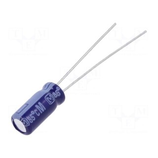 Capacitor: electrolytic | THT | 10uF | 50VDC | Ø5x11mm | Pitch: 2mm | ±20%