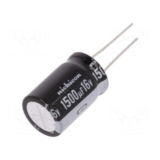 Capacitor: electrolytic | THT | 1500uF | 16VDC | Ø16x25mm | Pitch: 7.5mm