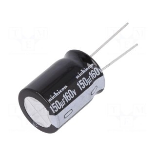 Capacitor: electrolytic | THT | 150uF | 160VDC | Ø18x25mm | Pitch: 7.5mm