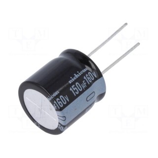 Capacitor: electrolytic | THT | 150uF | 160VDC | Ø20x20mm | Pitch: 10mm