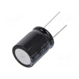 Capacitor: electrolytic | THT | 220uF | 160VDC | Ø20x25mm | Pitch: 10mm