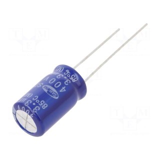 Capacitor: electrolytic | THT | 3.3uF | 400VDC | Ø10x16mm | ±20% | 2000h