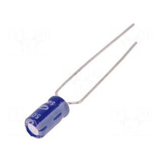 Capacitor: electrolytic | THT | 3.3uF | 50VDC | Ø4x7mm | Pitch: 5mm | ±20%