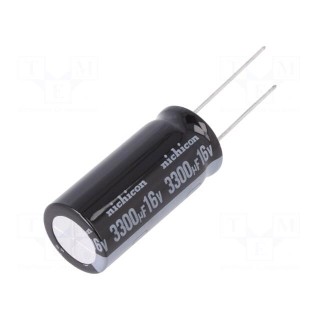 Capacitor: electrolytic | THT | 3300uF | 16VDC | Ø16x35.5mm | ±20%