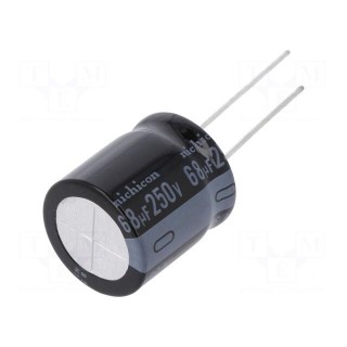 Capacitor: electrolytic | THT | 68uF | 250VDC | Ø18x20mm | Pitch: 7.5mm