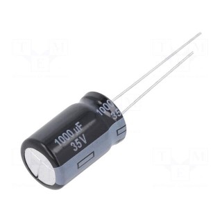 Capacitor: electrolytic | THT | 1000uF | 35VDC | Ø12.5x20mm | Pitch: 5mm