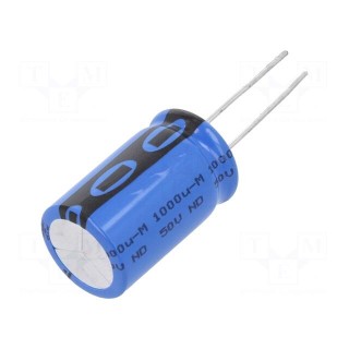 Capacitor: electrolytic | THT | 1000uF | 50VDC | Ø16x25mm | Pitch: 7.5mm