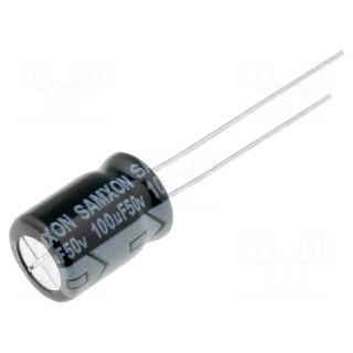 Capacitor: electrolytic | THT | 100uF | 50VDC | Ø8x12mm | Pitch: 3.5mm