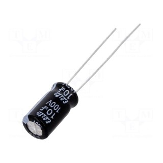 Capacitor: electrolytic | THT | 10uF | 100VDC | Ø6.3x11mm | Pitch: 2.5mm
