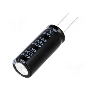 Capacitor: electrolytic | THT | 120uF | 450VDC | Ø18x45mm | Pitch: 7.5mm