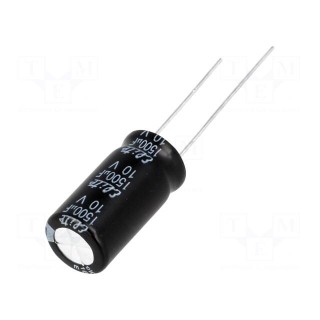 Capacitor: electrolytic | THT | 1500uF | 10VDC | Ø10x20mm | Pitch: 5mm