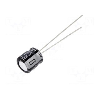 Capacitor: electrolytic | THT | 15uF | 35VDC | Ø6.3x7mm | Pitch: 2.5mm