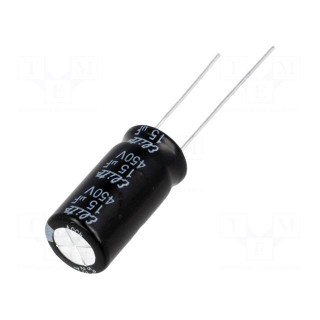 Capacitor: electrolytic | THT | 15uF | 450VDC | Ø10x60mm | ±20%