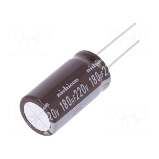 Capacitor: electrolytic | THT | 180uF | 220VDC | Ø16x31.5mm | ±20%