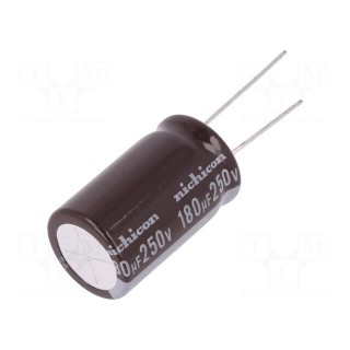 Capacitor: electrolytic | THT | 180uF | 250VDC | Ø18x31.5mm | ±20%