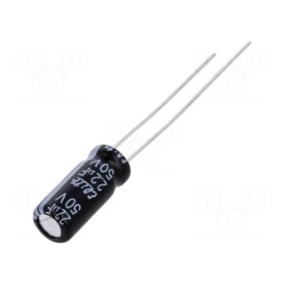 Capacitor: electrolytic | THT | 2.2uF | 50VDC | Ø5x11mm | Pitch: 2mm