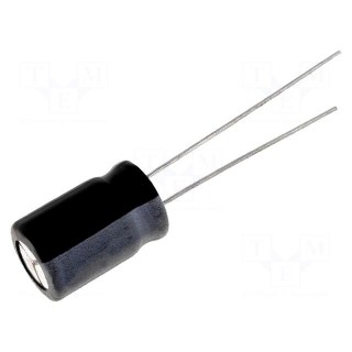 Capacitor: electrolytic | THT | 4.7uF | 100VDC | Ø5x11mm | Pitch: 2mm