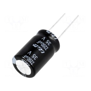 Capacitor: electrolytic | THT | 2200uF | 35VDC | Ø16x25mm | Pitch: 7.5mm