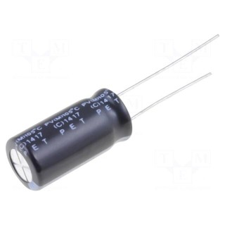 Capacitor: electrolytic | THT | 22uF | 250VDC | Ø10x20mm | Pitch: 5mm
