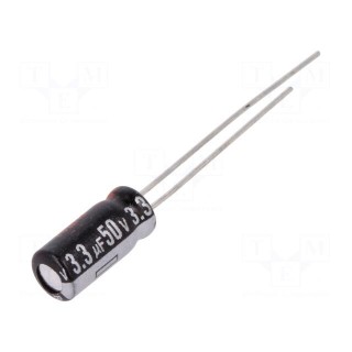 Capacitor: electrolytic | THT | 3.3uF | 50VDC | Ø5x11mm | Pitch: 2mm