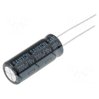 Capacitor: electrolytic | THT | 3300uF | 10VDC | Ø10x25mm | Pitch: 5mm