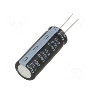 Capacitor: electrolytic | THT | 330uF | 250VDC | Ø18x45mm | Pitch: 7.5mm