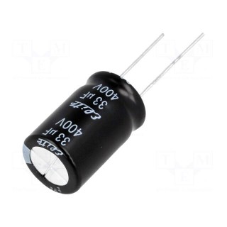 Capacitor: electrolytic | THT | 33uF | 400VDC | Ø16x25mm | Pitch: 7.5mm