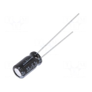 Capacitor: electrolytic | THT | 33uF | 6.3VDC | Ø5x9mm | Pitch: 2mm | ±20%
