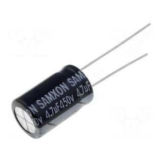 Capacitor: electrolytic | THT | 4.7uF | 450VDC | Ø10x16mm | Pitch: 5mm