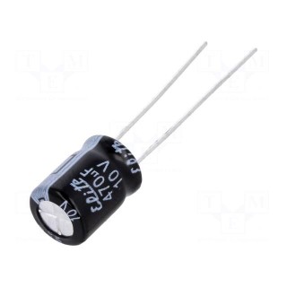 Capacitor: electrolytic | THT | 470uF | 10VDC | Ø8x11.5mm | Pitch: 3.5mm