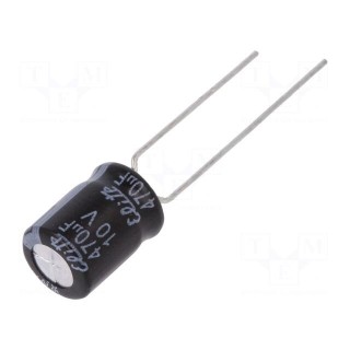 Capacitor: electrolytic | THT | 470uF | 10VDC | Ø8x11.5mm | Pitch: 5mm