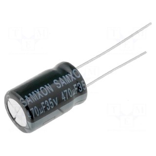 Capacitor: electrolytic | THT | 470uF | 35VDC | Ø10x16mm | Pitch: 5mm