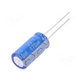 Capacitor: electrolytic | THT | 470uF | 35VDC | Ø10x20mm | Pitch: 5mm