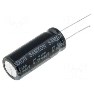 Capacitor: electrolytic | THT | 47uF | 400VDC | Ø12.5x30mm | Pitch: 5mm