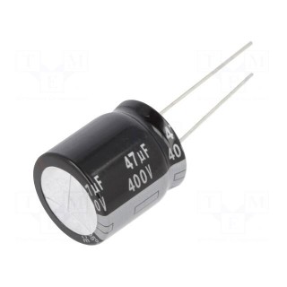 Capacitor: electrolytic | THT | 47uF | 400VDC | Ø18x20mm | Pitch: 7.5mm