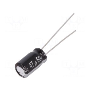 Capacitor: electrolytic | THT | 47uF | 50VDC | Ø6.3x11mm | Pitch: 2.5mm
