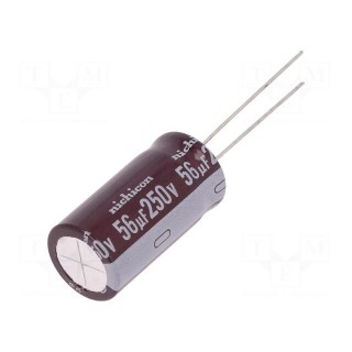 Capacitor: electrolytic | THT | 56uF | 250VDC | Ø12.5x25mm | Pitch: 5mm