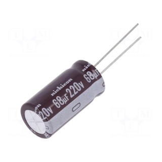 Capacitor: electrolytic | THT | 68uF | 220VDC | Ø12.5x25mm | Pitch: 5mm