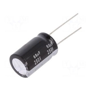 Capacitor: electrolytic | THT | 68uF | 250VDC | Ø16x25mm | Pitch: 7.5mm