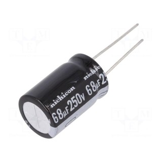 Capacitor: electrolytic | THT | 68uF | 250VDC | Ø16x25mm | Pitch: 7.5mm