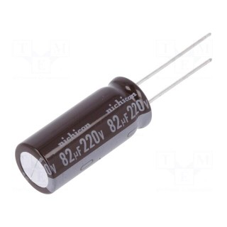 Capacitor: electrolytic | THT | 82uF | 220VDC | Ø12.5x31.5mm | ±20%