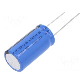 Capacitor: electrolytic | THT | 4.7mF | 16VDC | Ø16x31mm | Pitch: 7.5mm