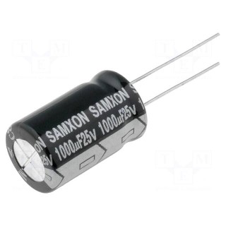 Capacitor: electrolytic | low impedance | THT | 1000uF | 25VDC | ±20%